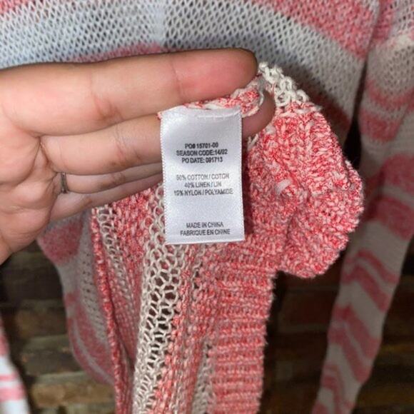 Splendid Loose Knit Pink & White Striped Long Sleeve Top Women's Size XS - Picture 2 of 9